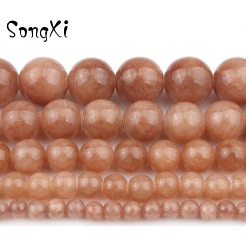 Natural Stone Brown Jades Topazs 4 6 8 10 12mm Round Loose Beads Diy Charms Bracelet Necklace For Jewelry Making 15 Inch
