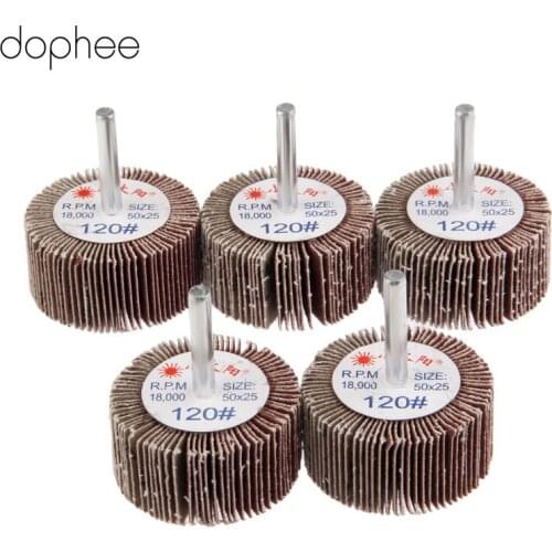 Dophee 5Pcs Dremel Accessories Grinding Buffing Sandpaper Flap Wheel Head 50mm +Mandrel 6mm for Rotary Tool Mini Drill 120-Grit