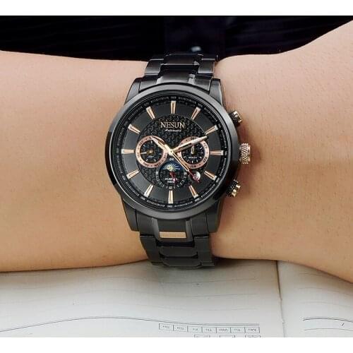 NESUN Luxury Business Mens Automatic Mechanical Wristwatches Men Sapphire Waterproof Sports Watches Clock Male Relogio Masculino