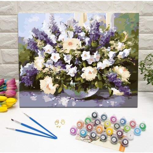 Framed Oil Painting by Number Modern Flower Hand Painted Canvas Wall Art For Living Room Decoration Wall Art 40x50cm