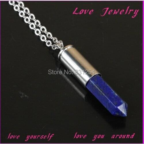 1PC Charm Quartz Crystal Gem Stone Pendant Necklace Hexagon Druzy Pendant Sterling Sliver Chain Necklace Jewelry for Women