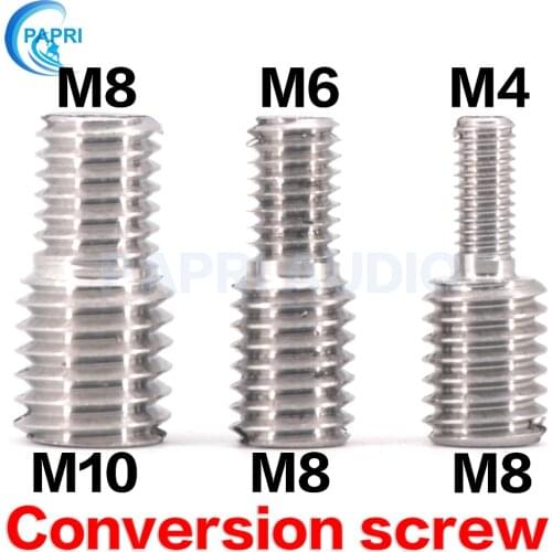 PAPRI 1PCS CNC machining 304 stainless steel reducer conversion screw M12 To M10 TO M8 TO M6 M4 Conversion screw CNC machining