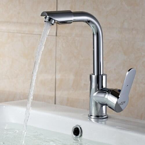 360 degree rotary cold and hot water kitchen sink and single hole basin chrome-plating faucet