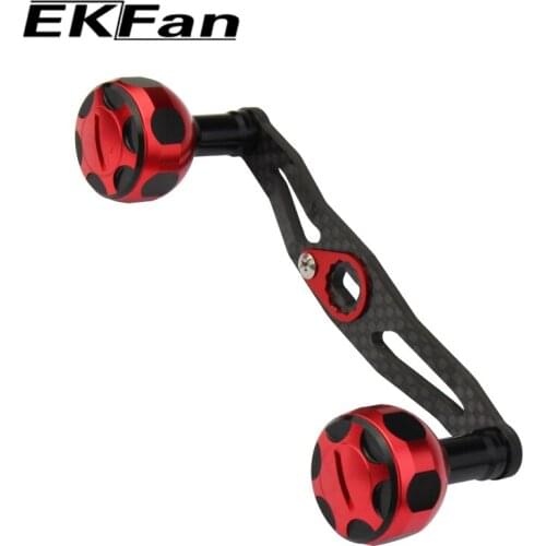 EKFan New Design Length 107mm 8*5mm Hole Size Fishing Reel Handle Aluminum Alloy Knob With Carbon Fiber For Baitcasting Reel