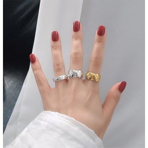 S925 silver fashion diamond diamond pattern ring female fashion personality couple ring non-fading net red index finger ring