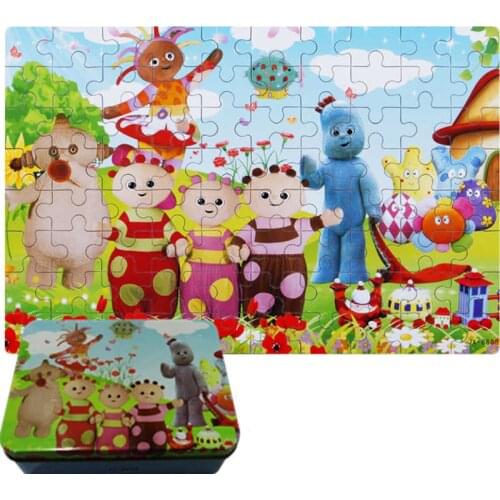 In The Night Garden Baby Development toy jigsaw kids wooden puzzle toys iron case ( 80pcs a kit )