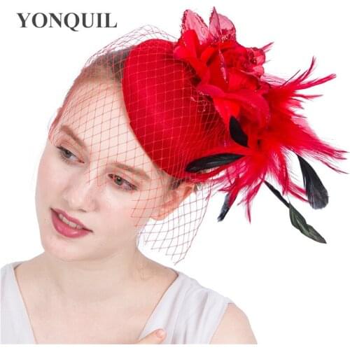 Kentucky Imitation Sinamay Fascinators With Feather Derby Occasion Church Hats Bridal Wedding Party Hat NEW ARRIVAL Multi Colors