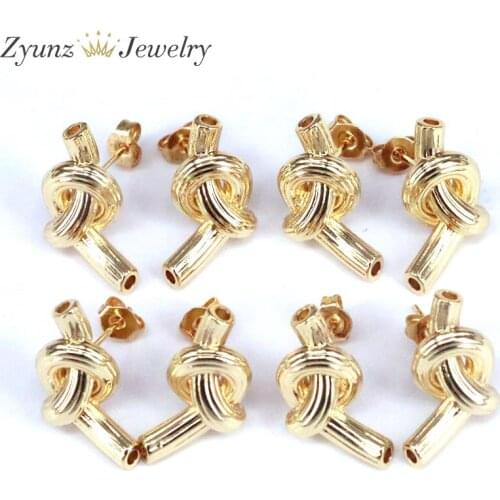 5 Pairs, Geometric knot Matte Metal Gold Stud Earrings Gifts for Women Girl Party Jewelry