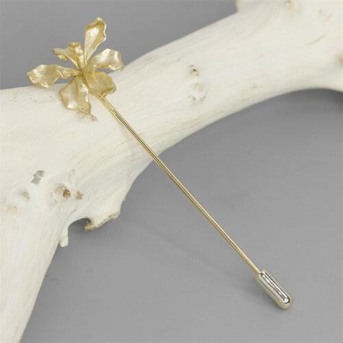 INATURE Vintage 925 Sterling Silver Iris Flower Brooch Pins for Women Clothing Jewelry Accessories