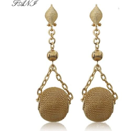 Fani gold wedding earrings 2021 Long Drop Dangle Earrings Women Wholesale gold fashion earrings gold jewelry earrings customer