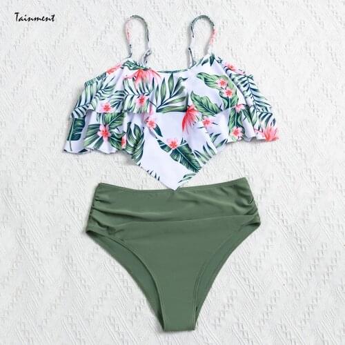 Women Floral Print Bikini Set High Waist Push Up Bra Two Piece Swimsuit Fashion Ladies Swimming Wear Summer Bathing Suit