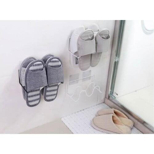 1PC Home Wall-Mounted Sticky Door Storage Hanging Shoe Rack Iron Shelf Slipper Organiser Stand Closet Cabinet Holder OK 0720