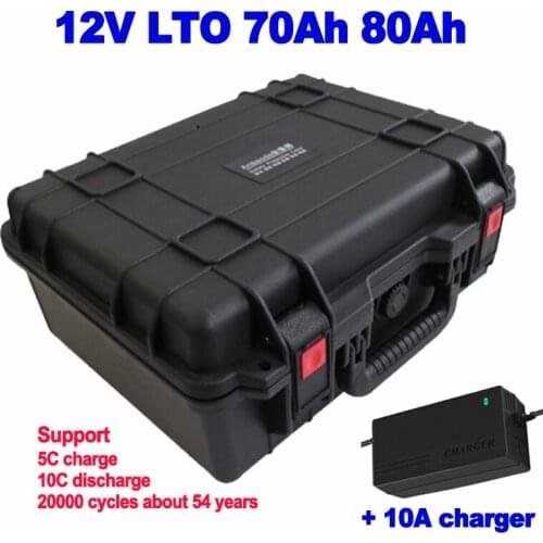12V 70ah 80ah LTO Lithium titanate battery pack for Fish Finder boat motor UPS RV EV RV marine yachts Golf trolley + 10A charger