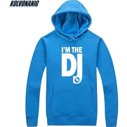 KOLVONANIG 2019 New I'M THE DJ Printed Long Sleeve Sweatshirts Men Brand Clothing Pullover Male Slim Sweashirt Hip Hop Hoodies