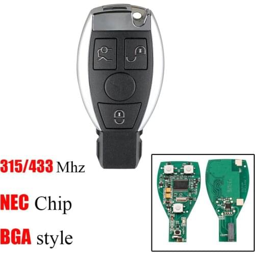 315MHz 433MHz 3 Buttons Smart Remote Car Key for Mercedes Benz NEC BGA Keyless Replacement Remote Control Key Fob