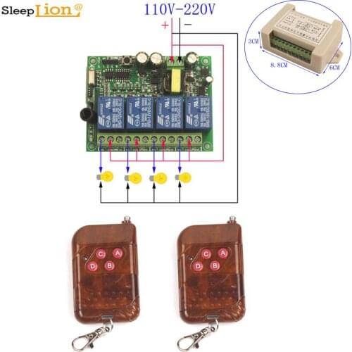 4 Channels 110V-220V Relay Switch Module 220V 4CH Switch Universal Wireless Remote Control Light Switches Wireless 433Mhz/315MHz