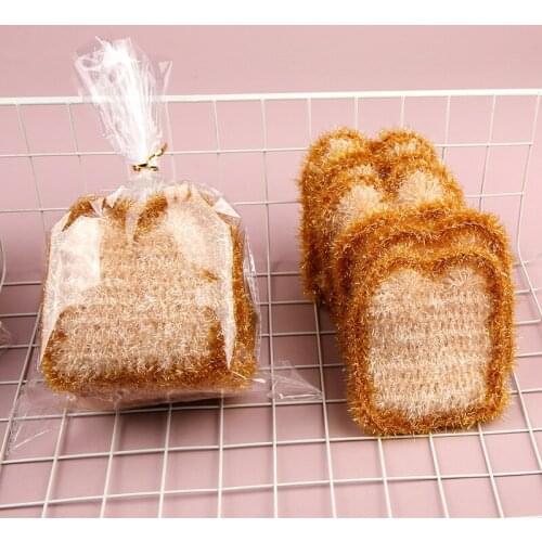 Korean Polyester Silk Bread Dishwashing Towel Acrylic Crocheted Cloth Wipes Non-injury Scouring Pad 6 Pcs Kitchen Cleaning Rag