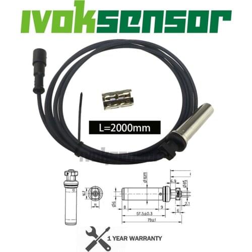 ABS Sensor L=2000mm For RENAULT 5010422334 MAN 1448618 DAF 1505215 MERCEDES-BENZ 0015428718 VOLVO TDAR955342 IVECO 5006010272