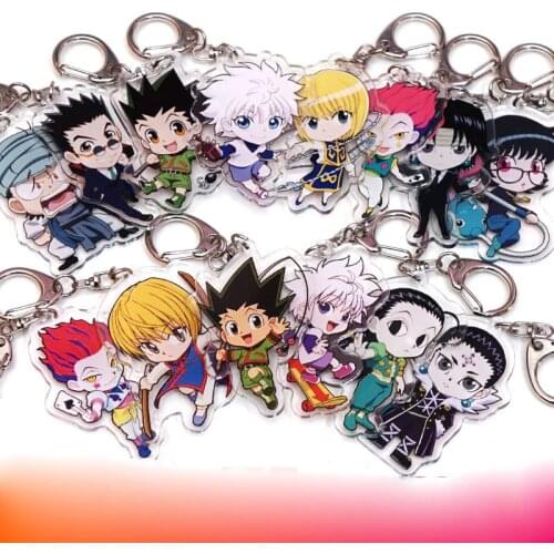 Trendy Hunter x Hunter Anime Killua Zoldyck Kurapika Keychain Double-sided Key Chains Cosplay Acrylic Pendant Car Keyring Gift