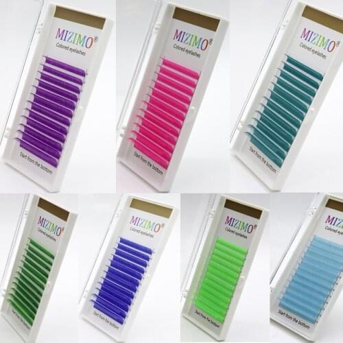 MIZIMO 8-15mm Color grafting eyelash Light Blue Artificial Mink Hair False Eyelash Extension Beauty Tool