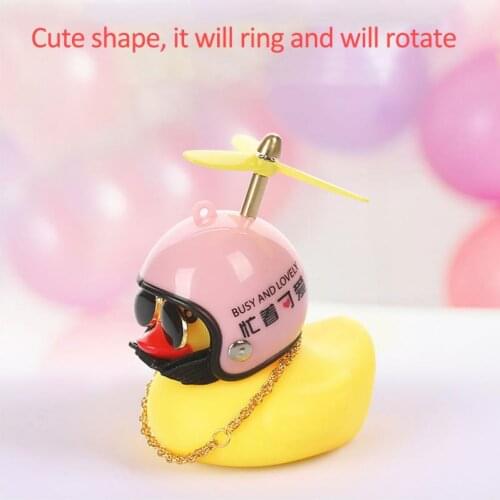 Yellow Duck Road Bike Motor Riding Cycling Light Bicycle Accessories Car Ornament Duck with Helmet Flash Light with Strap Small