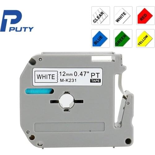 1 PK MK-231 Black on White 12mm compatible M tape label catridge M-K231 MK231 M231 M K231