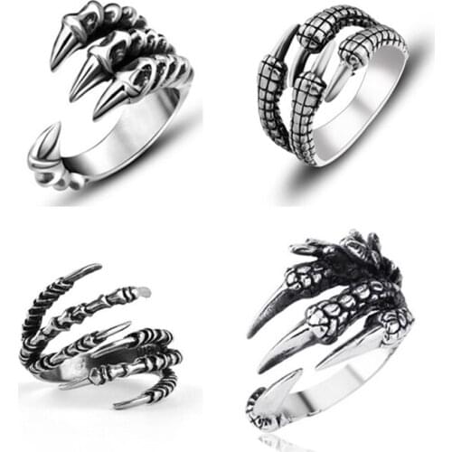 New Titanium Retro Dragon Claw Ring Men Women Adjustable Rings Punk Jewelry Accessories Cool Mens Ring Party Gift Jewelry