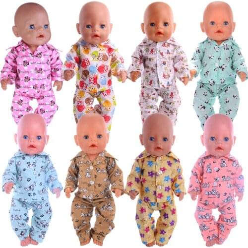 Doll Pajamas 15 Styles Pattern Clothes For 18 Inch American&43 Cm Born Baby Our Generation Christmas Birthday Girls Toy Gift
