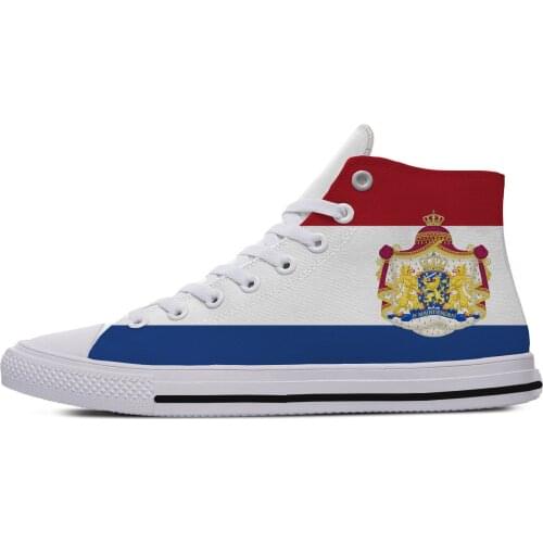 Coat arms Nederland Flag Marine Corps Army Air Foce Lightweight High Top Canvas Shoes Men Women Casual Shoes Breathable Sneakers