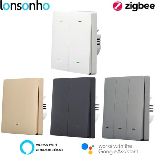 Lonsonho Tuya ZigBee Smart Switch EU 220V With/No Neutral Wireless Wall Light Switch Support Zigbee2mqtt Alexa Google Home