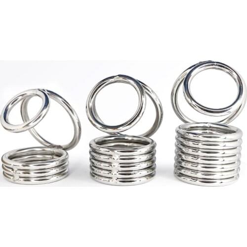 Metal Penis Ring Ball Stretcher Chastity Cage Belt Cock Cage Penis Sleeve Delay Ejaculation BDSM Restraint Fetish Male Sex Toys