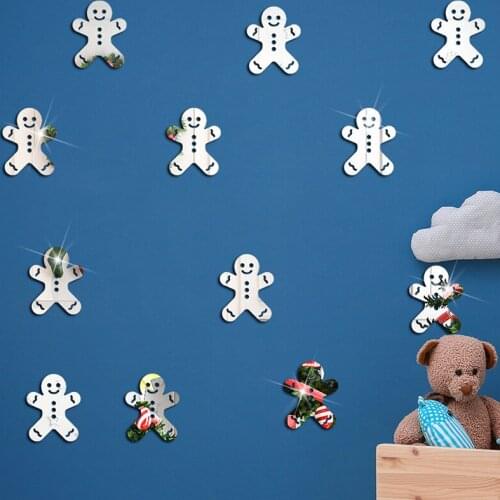 Cartoons Christmas DIY Mirror Acrylic Reindeer christmas tree Wall Stickers Living Room Bedroom Decor Self-adhesive