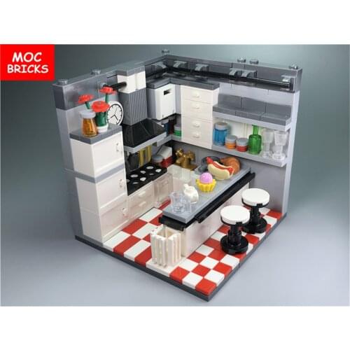 Set Sale MOC Bricks Home Decoration DIY Kitchen Set cooking Food Educational Building Blocks Figure toys for children Xmas gifts