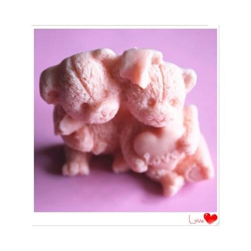 New bear friends fondant cake molds soap chocolate mould for the kitchen baking FM278