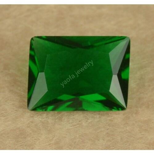 Wholesale 2x3~13x18mm Deep Green Color Glass Stone Beads Rectangle Shape Cut Loose Synthetic Glass Gems For Jewelry