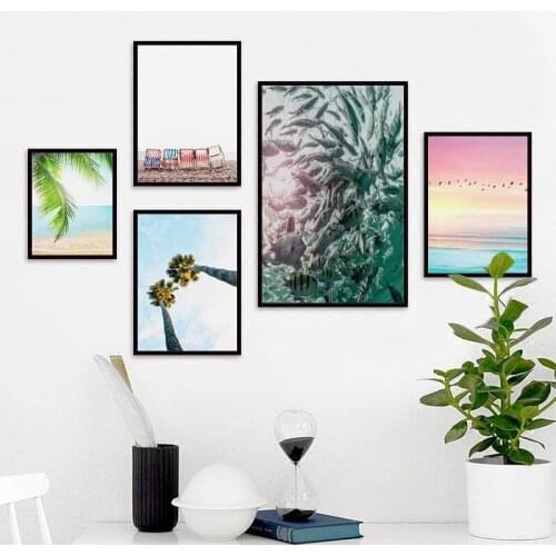 Seascape Poster With Beach View Canvas Painting Art Print Painting Home And Living Room Decor