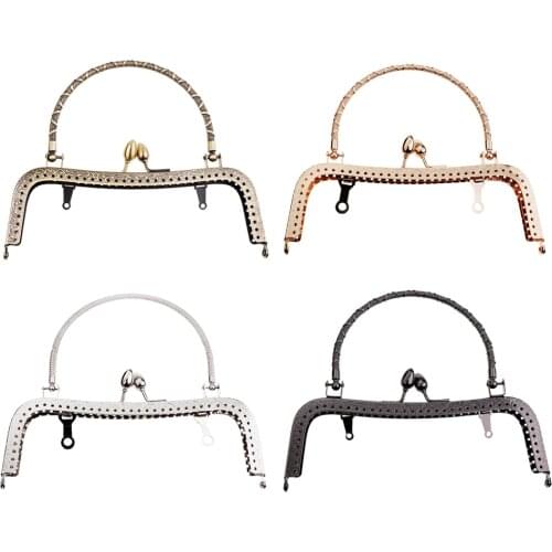 Retro Square Metal Embossed Purse Clutch Bag Handle DIY Craft Frame Kiss Clasp Lock 16.5cm