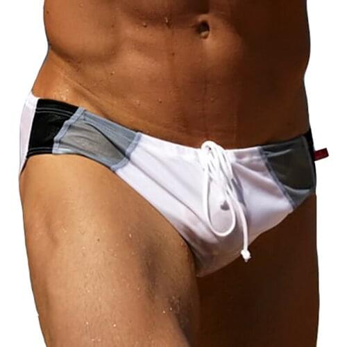 New sexy men low rise swimwear patchwork mens swimming Surfing briefs male bikini swimsuits sport swim bathing briefs plus size