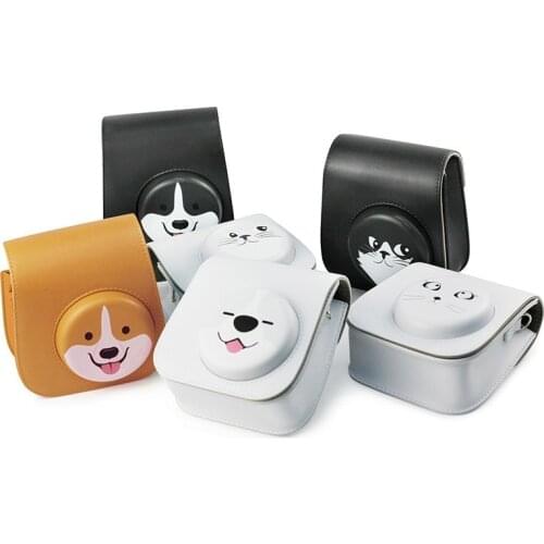 Fujifilm Instax Mini 11 9 8 Camera Case Bag PU Leather Lovely Dog Cat Instant Camera Shoulder Strap Bag Protector Cover Pouch