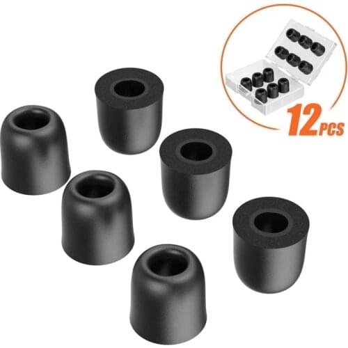 TENNMAK 12pcs Ultra Strong Earphone Memory Foam Eartips Ear Tips Earpads Earbud Tip Suit for 4.5-6.0mm Nozzle earphone