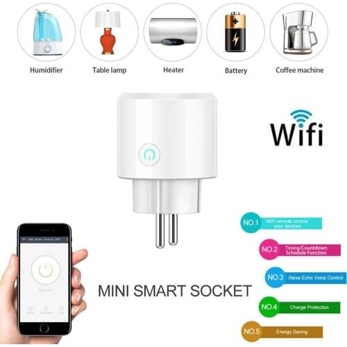 Mini Smart Plug Wifi Socket Wireless Phone Remote Control Switch Smart Timer Plug Outlet Socket Work with Google Assistant IFTTT