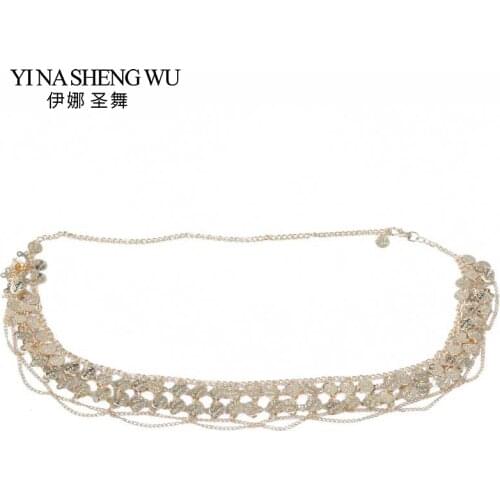 2018 Newest Belly Dance Costumes Accessories Coins Tribal Hip Scarf Belly Dancing Waist Chain Small Coins Gold/silver 2 Colors