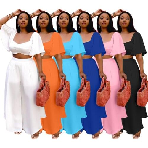 Chiclover Plus Size Women Clothing Wholesale Items Summer Elegant Two Piece Set Casual Tops and Loose Trouser Dropshipping