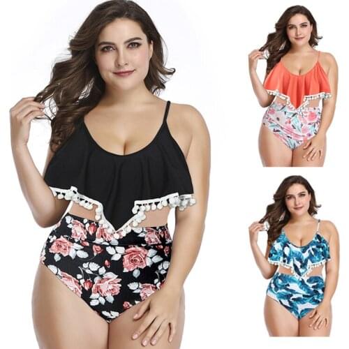 Ruffled Bikini Set Plus Size High Waist Split Swimsuit Tankini Swimsuit Womens Large Size Short Bikini Two-Piece Swimwear