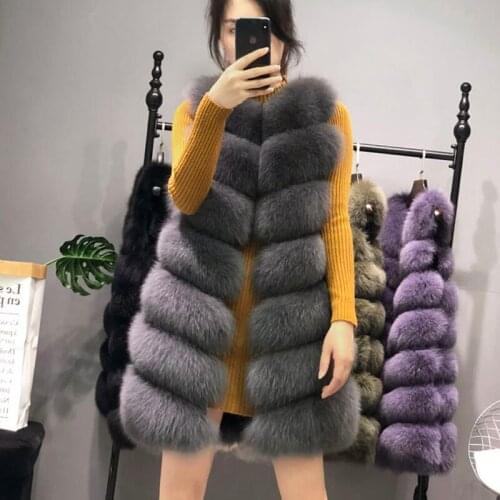 Real Fox Vest Autumn Winter Warm Fur Coat Women Clothes Korean Elegant Long Vests Coats Manteau Femme Hiver ZL550