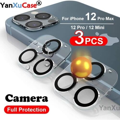3Pcs 3D For IPhone 12 Mini Pro Max Camera Lens Screen Protector Full Cover Lens Screen Protector For i 11 Pro Max Tempered Glass
