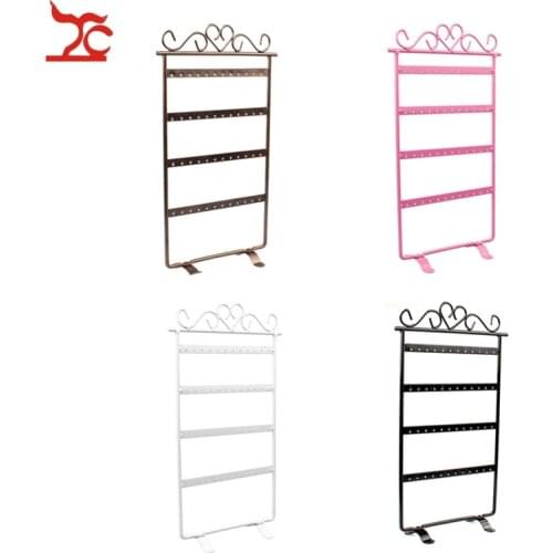 Fine Metal 48 Holes 24Pair Earrings Display Stand Wall Frame Holder Iron Painted 4 Layer Jewelry Showcase 4 Colour Available