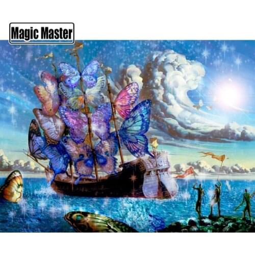 5D DIY Diamond Painting Butterfly boat cross stitch diamond painting pattern circular rhinestone home decoration