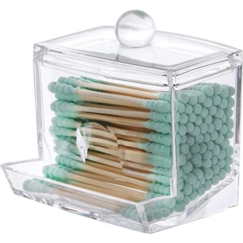 Acrylic Cotton Swab Jewelry Storage Box Transparent Dustproof Makeup Organizer Portable Plastic Container