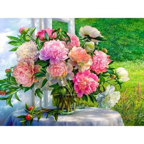 Flower DIY Diamond Painting Home Decoration Window Sill Vase Mosaic Sticker Diamond Embroidery Handmade Gift Wall Picture Art